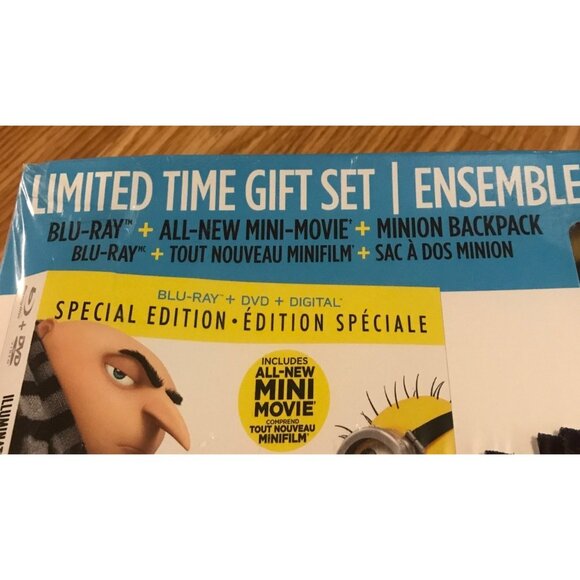 Despicable Me 3 Gift Set Blu-Ray Mini-Movie & Minion Backpack Illumination New - Picture 3 of 7